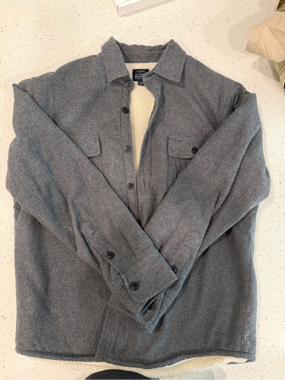 J. Crew Men’s Gray Sherpa-Lined Shirt Jacket